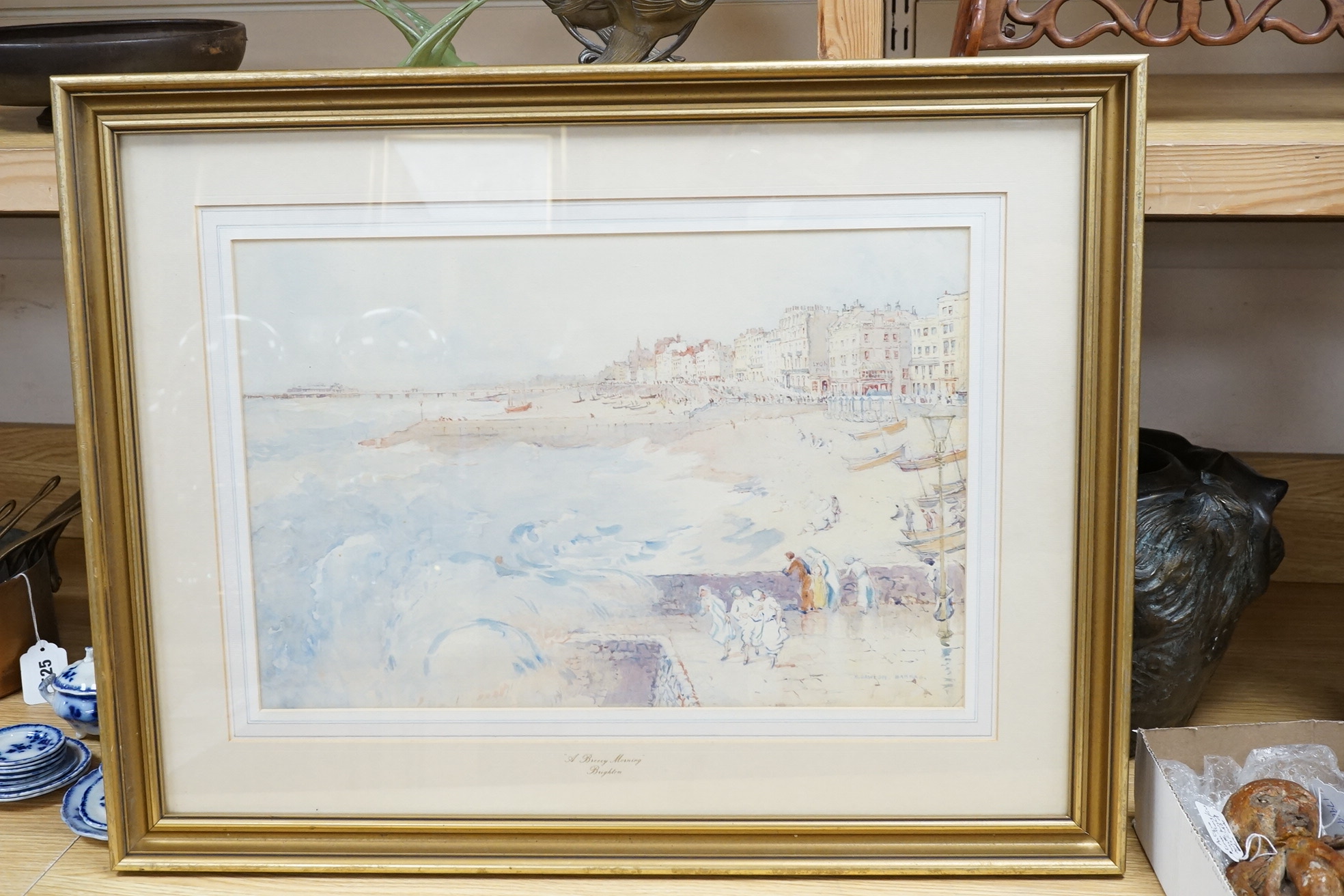 Harry Dawson Barkas (1858-1924), watercolour, 'A breezy morning, Brighton', signed, 31 x 46cm. Condition - fair